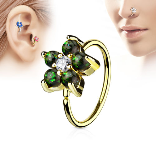 1pc Opal Glitter Flower Hoop Nose / Cartilage Ring