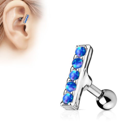 1pc Five Opal Bar Tragus Ring 16g 1/4"
