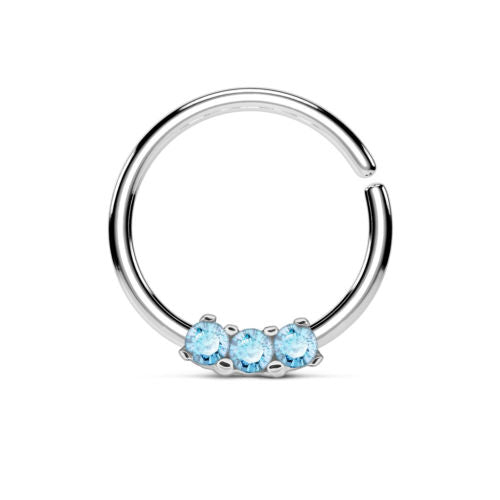 1pc Bendable Three CZ Gem Septum / Cartilage Hoop Ring