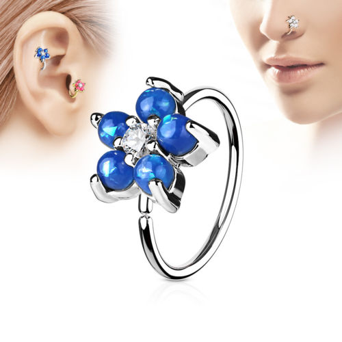 1pc Opal Glitter Flower Hoop Nose / Cartilage Ring
