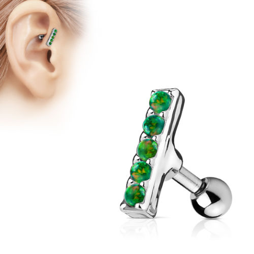 1pc Five Opal Bar Tragus Ring 16g 1/4"