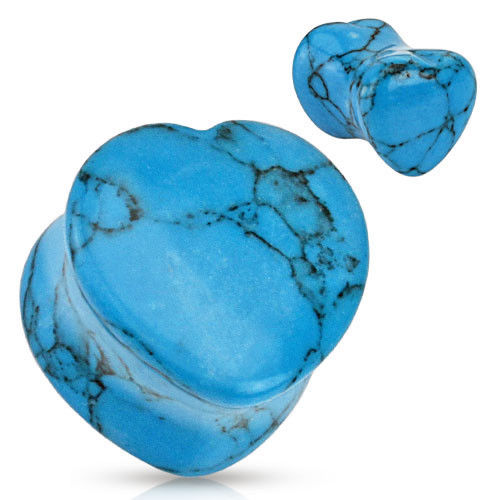 PAIR Heart Shaped Turquoise Stone Plugs - Only 12mm Left In Stock