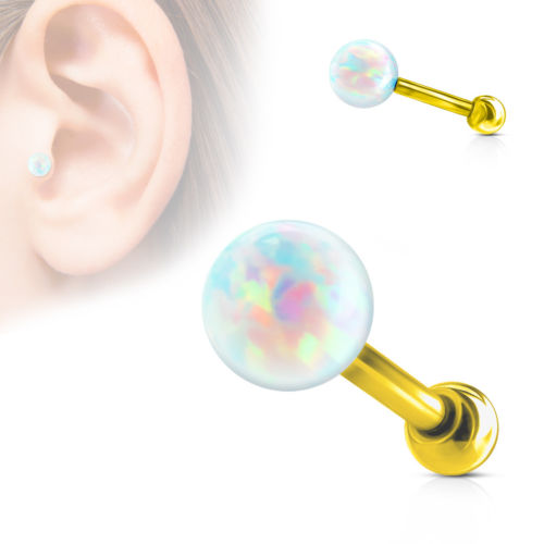 1pc Opal Ball Tragus Ring 16g 1/4"
