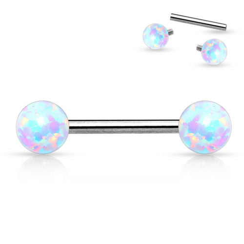 1pc Internally Threaded Opal Ball Nipple / Tongue Ring