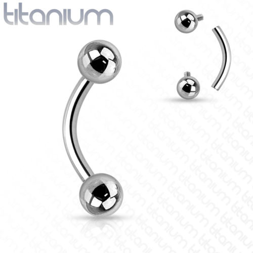 1pc Internally Threaded Grade 23 Solid Titanium Curved Barbell / Eyebrow Ring