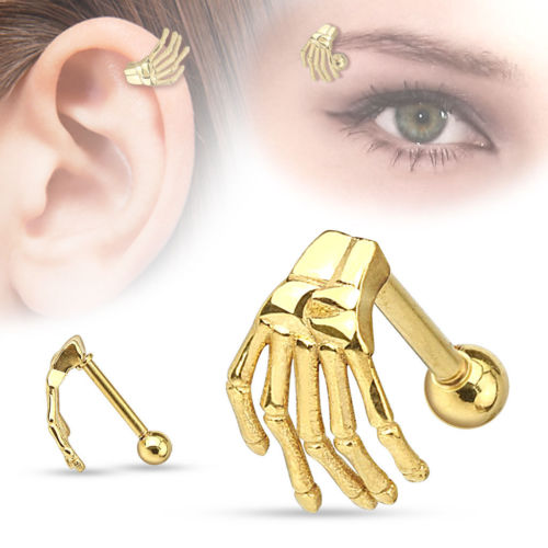 Skeleton Hand Eyebrow/Ear Cartilage Ring Helix Cuff