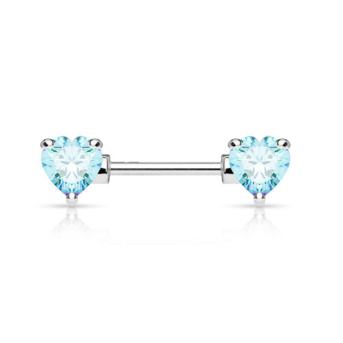 PAIR Double Heart Gem Nipple Rings Shields