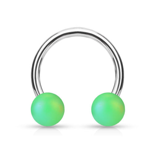 PAIR Pearl Coated Horseshoe Barbell Lip / Nipple / Septum Rings