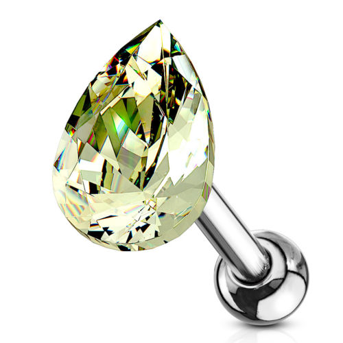 1pc Tear Drop Crystal Tragus Ring 16g 1/4"