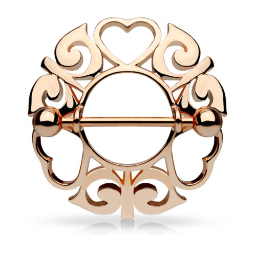 PAIR Tribal Hearts Nipple Rings Shields - Only Gold Left In Stock!