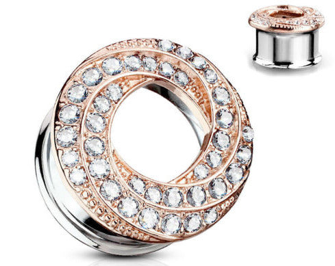 PAIR Gem Paved Braided Swirl Double Flare Tunnels