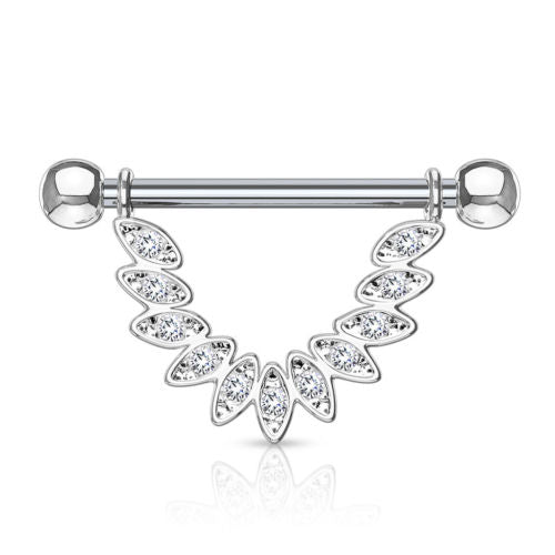 PAIR Linked Feather Dangle Nipple Rings Shields