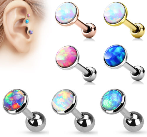 1pc Opal Flat Top Tragus Ring 16g 1/4"