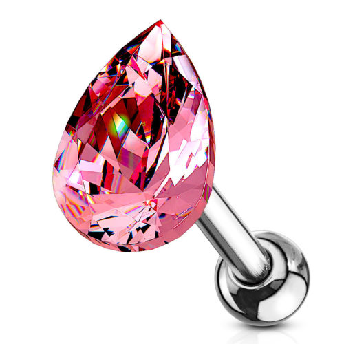 1pc Tear Drop Crystal Tragus Ring 16g 1/4"