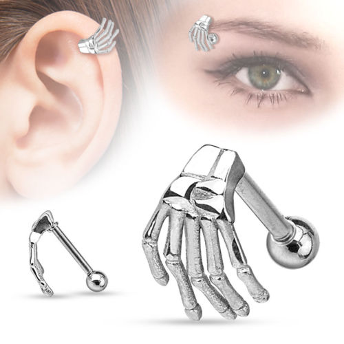 Skeleton Hand Eyebrow/Ear Cartilage Ring Helix Cuff