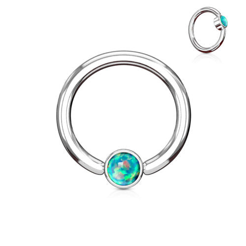 1pc Opal Set Flat-Back Captive Bead Ring