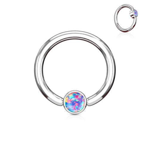 1pc Opal Set Flat-Back Captive Bead Ring