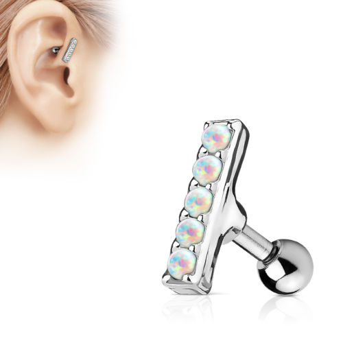 1pc Five Opal Bar Tragus Ring 16g 1/4"