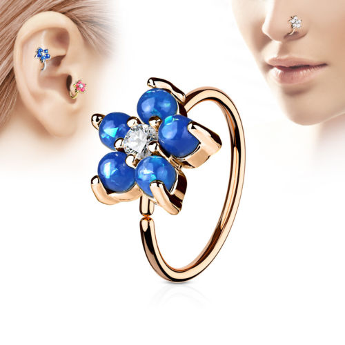 1pc Opal Glitter Flower Hoop Nose / Cartilage Ring