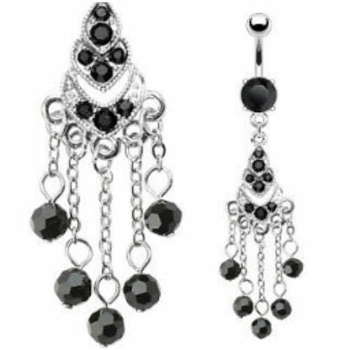 Chandelier Black Gem Belly Ring Navel Naval