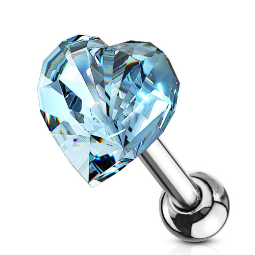 1pc Heart Crystal Tragus Ring 16g 1/4"