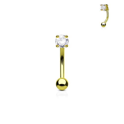 1pc Prong Set CZ Gem 16g Curved Barbell Eyebrow Ring