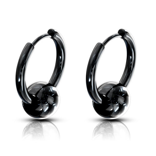 PAIR of 316L Stainless Steel Hinge Action 20g Captive Bead Ball Hoop Earrings