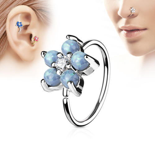 1pc Opal Glitter Flower Hoop Nose / Cartilage Ring