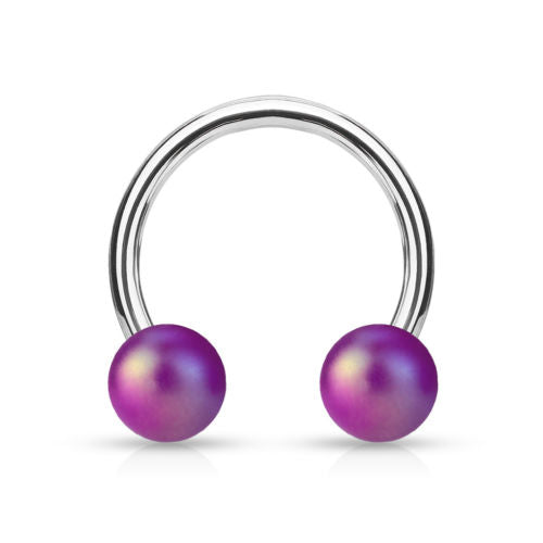 PAIR Pearl Coated Horseshoe Barbell Lip / Nipple / Septum Rings