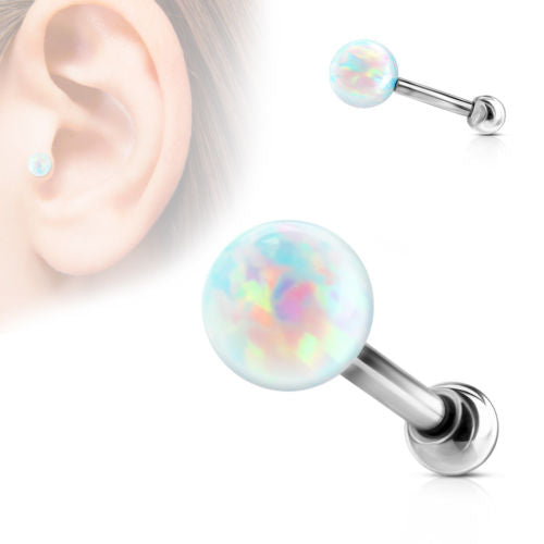 1pc Opal Ball Tragus Ring 16g 1/4"