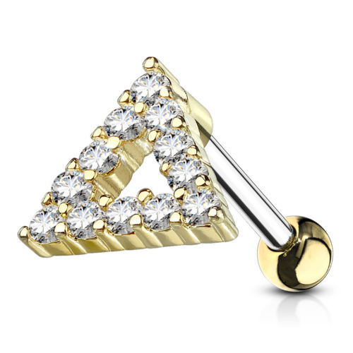 1pc CZ Gem Paved Triangle Tragus Ring 16g 1/4"