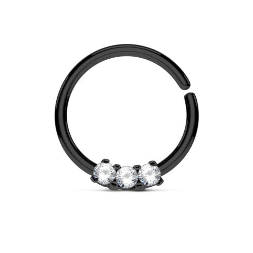 1pc Bendable Three CZ Gem Septum / Cartilage Hoop Ring