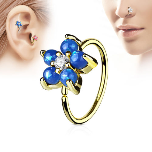 1pc Opal Glitter Flower Hoop Nose / Cartilage Ring