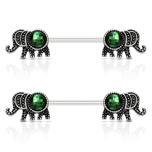 PAIR Opal Glitter Elephant Nipple Rings Shields - Just White Opal Available