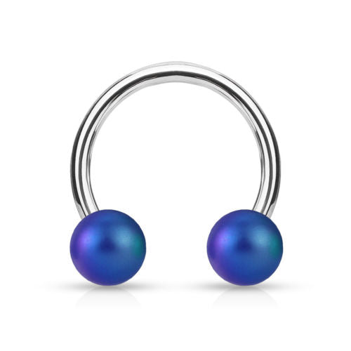 PAIR Pearl Coated Horseshoe Barbell Lip / Nipple / Septum Rings