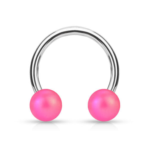 PAIR Pearl Coated Horseshoe Barbell Lip / Nipple / Septum Rings