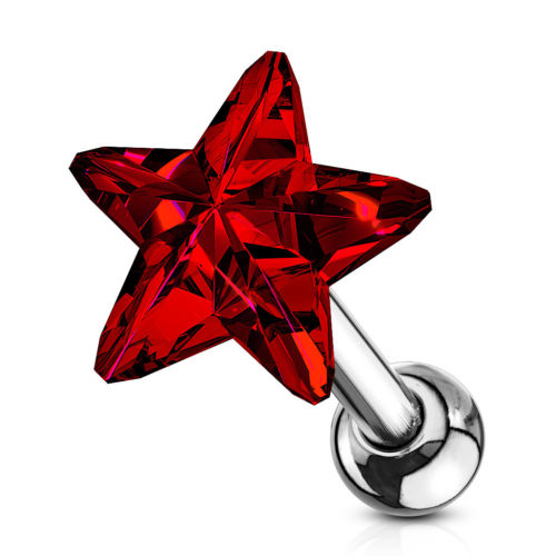 1pc Star Crystal Tragus Ring 16g 1/4"