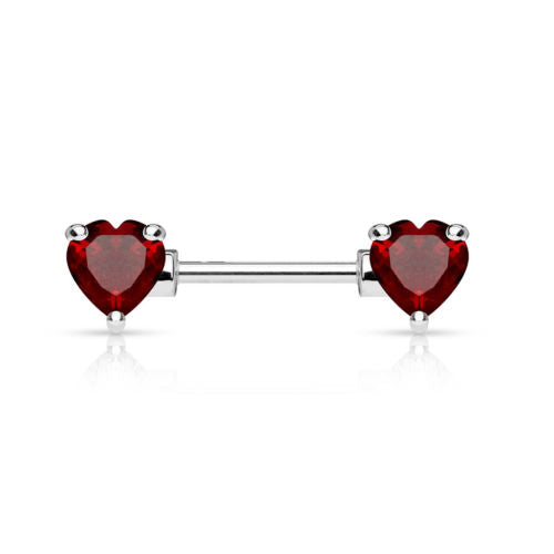 PAIR Double Heart Gem Nipple Rings Shields