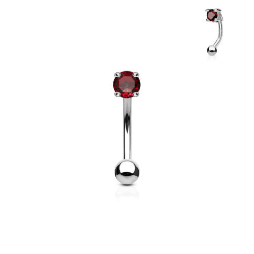 1pc Prong Set CZ Gem 16g Curved Barbell Eyebrow Ring