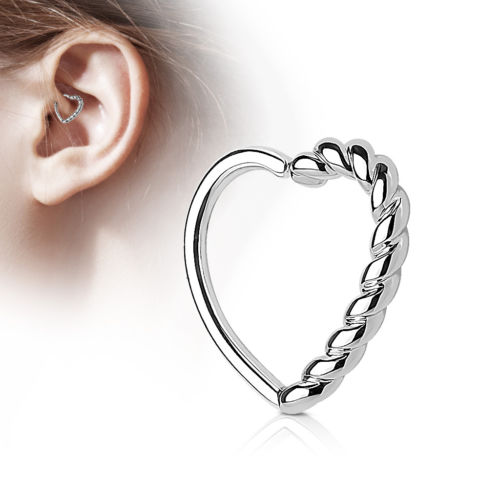 1pc Half Braided Heart Bendable Cartilage Daith Hoop Ring