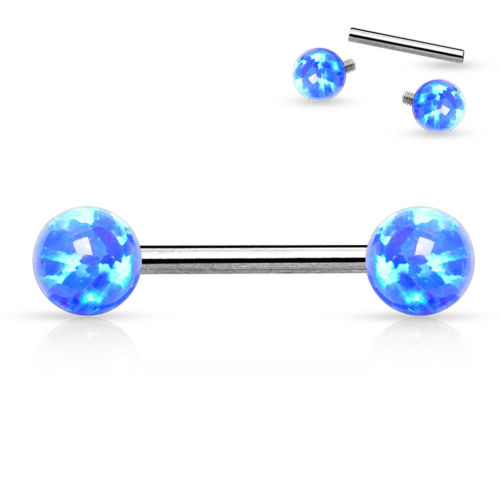 1pc Internally Threaded Opal Ball Nipple / Tongue Ring