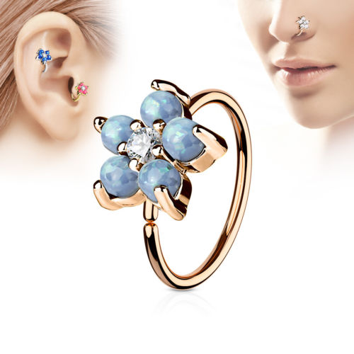 1pc Opal Glitter Flower Hoop Nose / Cartilage Ring
