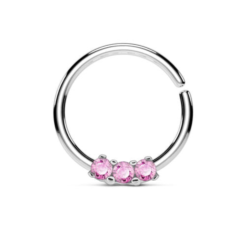 1pc Bendable Three CZ Gem Septum / Cartilage Hoop Ring