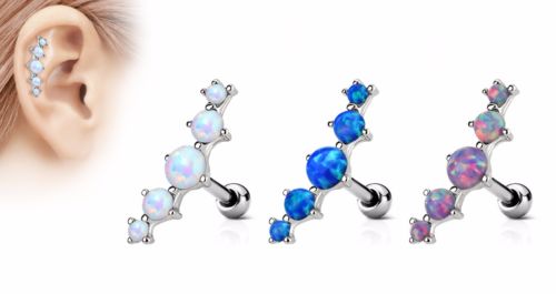 1pc Prong Set 5 Opals Tragus Ring 16g 1/4"