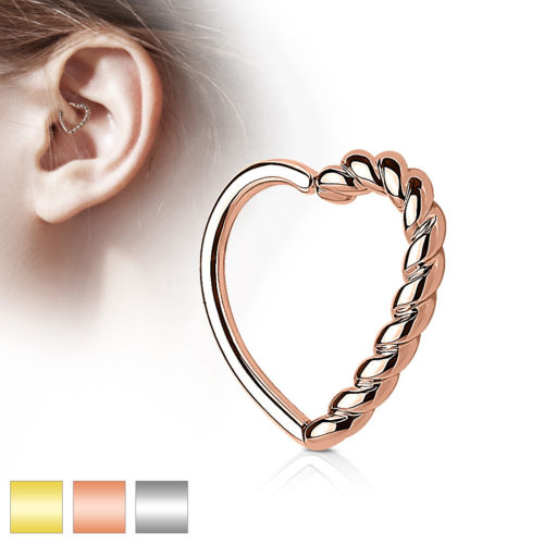 1pc Half Braided Heart Bendable Cartilage Daith Hoop Ring