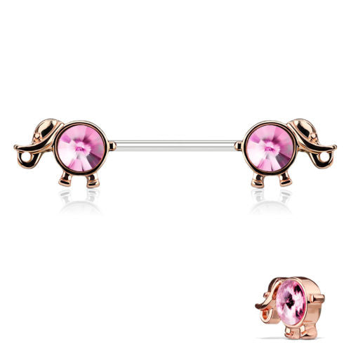 PAIR Round Crystal Gem Elephant Nipple Rings Shields