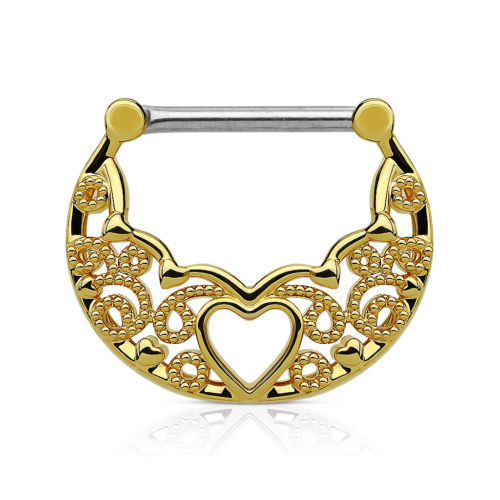 PAIR Hollow Heart Filigree Nipple Rings Shields