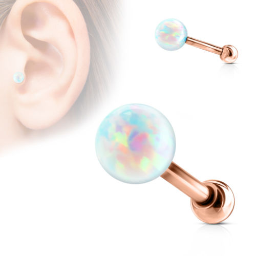 1pc Opal Ball Tragus Ring 16g 1/4"