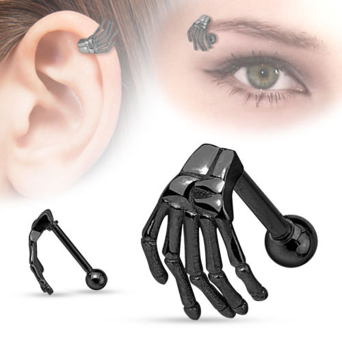 Skeleton Hand Eyebrow/Ear Cartilage Ring Helix Cuff