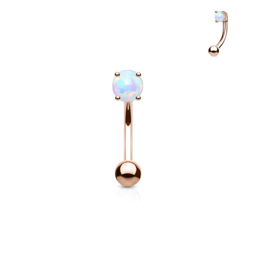 1pc Prong Set 3mm Opal 16g Curved Barbell Eyebrow Ring